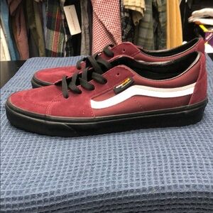 Vans Burgandy and Black Skate Lo Sneakers with Suede Upper
